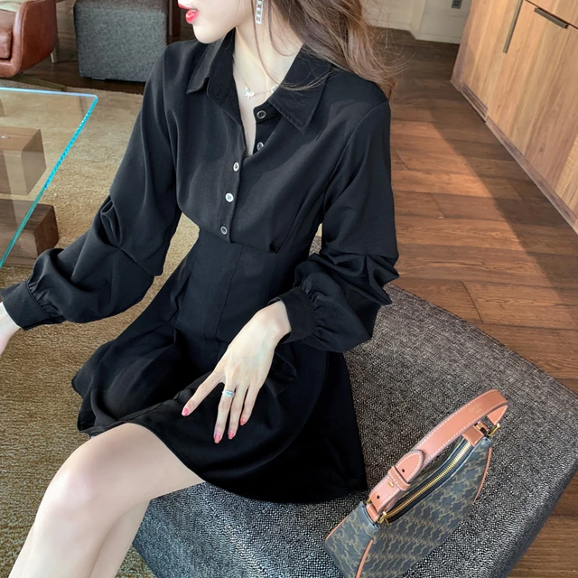 black shirt dress women