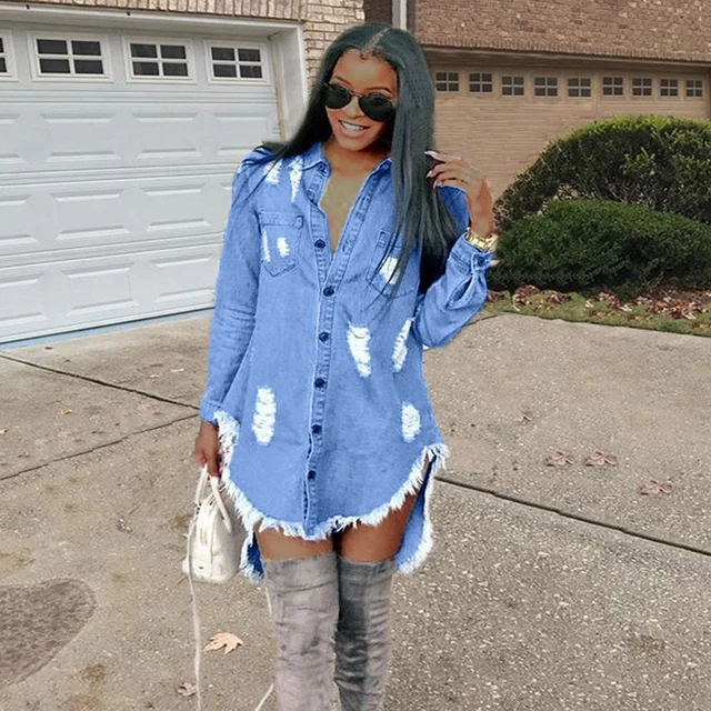 denim shirt dress women