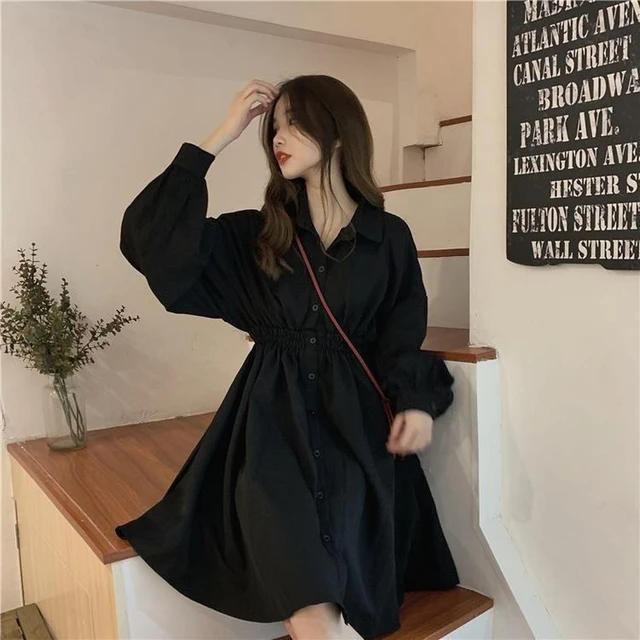 black shirt dress women