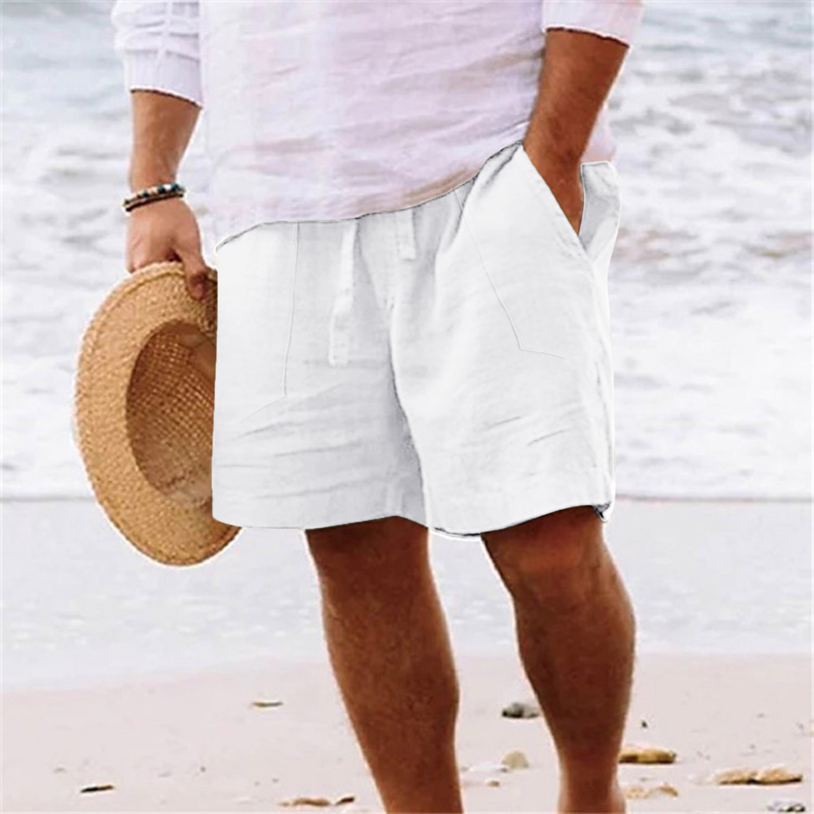 white mens shorts