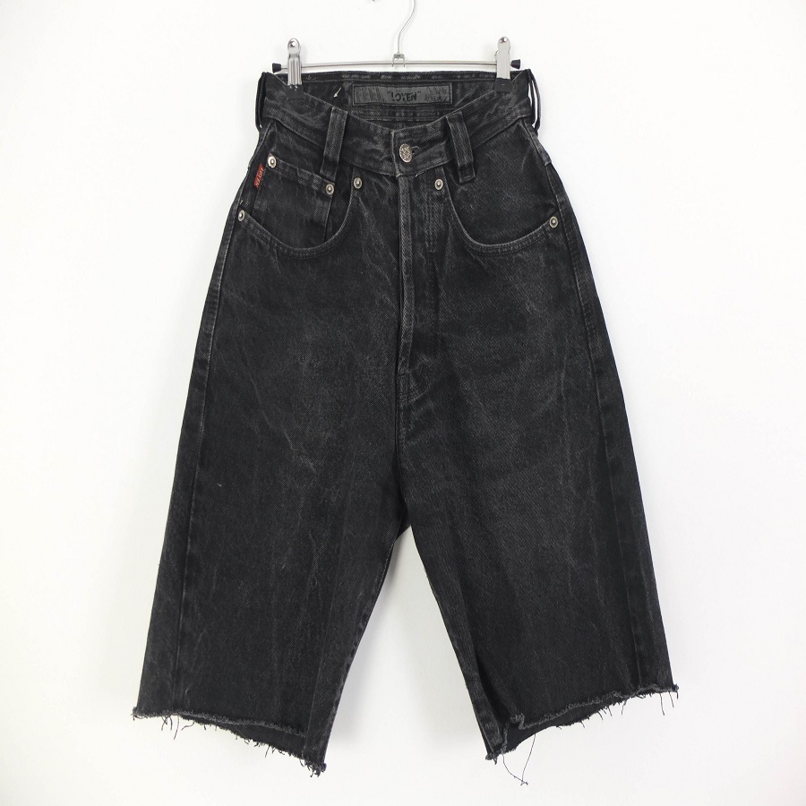 High Waisted Black Denim Shorts