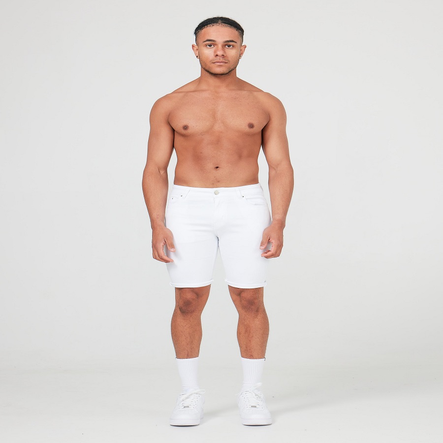 Mens White Denim Shorts