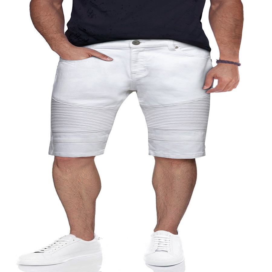 White Denim Shorts Men